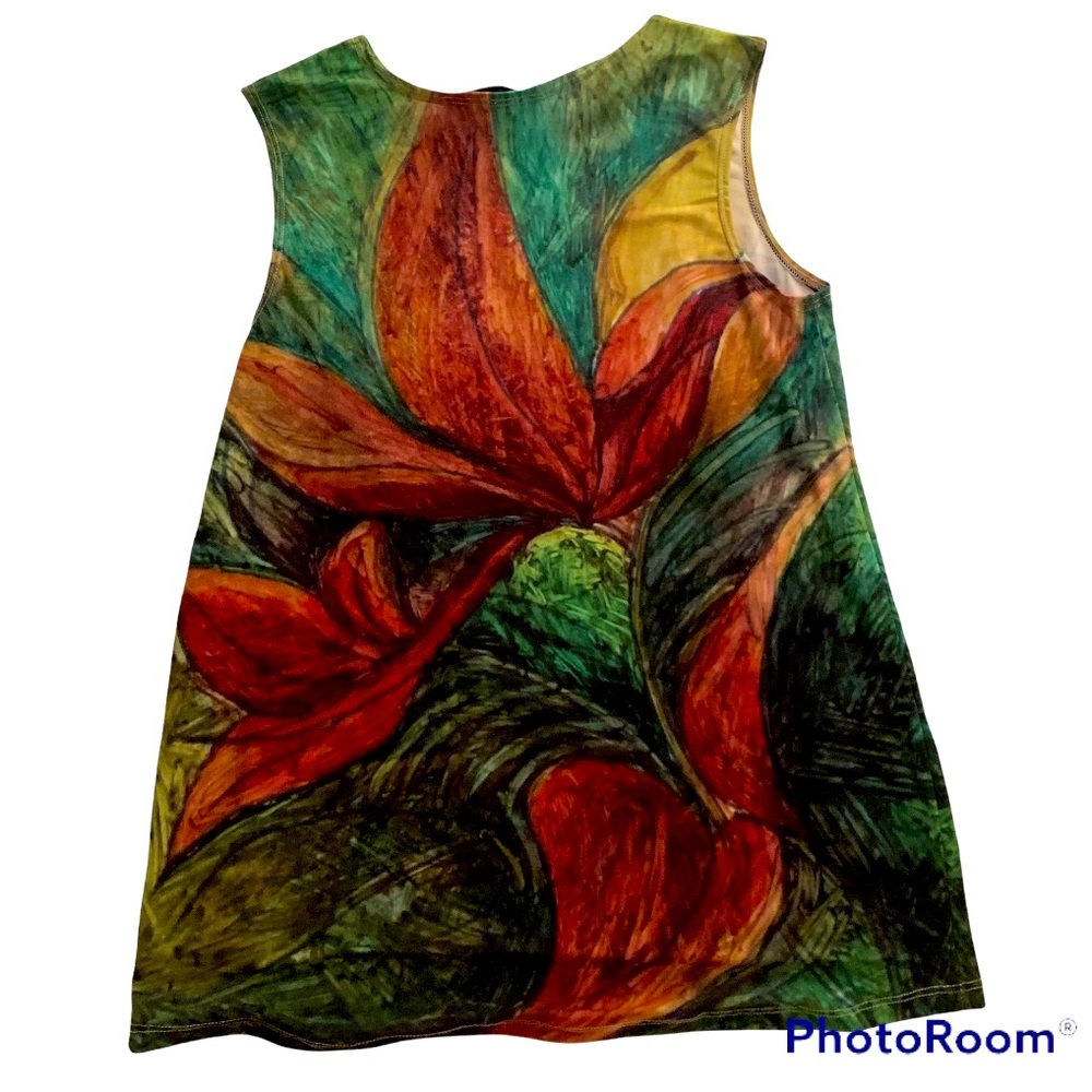 ๐4x$50 ๐จUNIQUE! Artist Sleeveless Shirt With Nature Print. Very Artsy - Picture 3 of 3